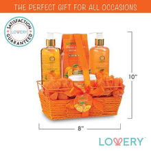 Load image into Gallery viewer, Home Spa Gift Basket in Orange Mango, Bath and Body Care Kit