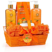 Load image into Gallery viewer, Home Spa Gift Basket in Orange Mango, Bath and Body Care Kit