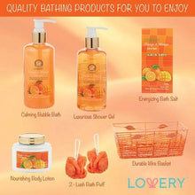 Load image into Gallery viewer, Home Spa Gift Basket in Orange Mango, Bath and Body Care Kit
