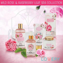 Load image into Gallery viewer, Spa Gift Basket - Wild Rose & Raspberry Leaf in Bath Caddy
