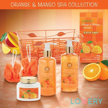 Load image into Gallery viewer, Home Spa Gift Basket in Orange Mango, Bath and Body Care Kit