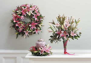 Serenity Wreath, Vase Arrangment & Urn Wreath