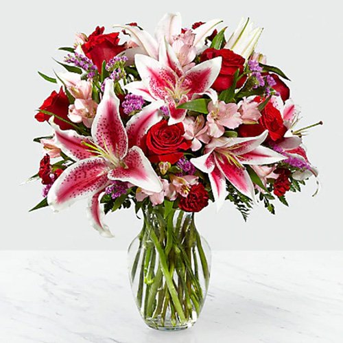 Assorted Vase with Pinks, Red and Purple Accent