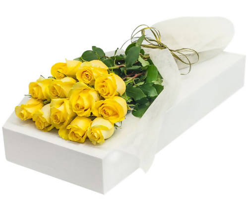 Classic Long Stem Yellow Roses in a Luxury Box
