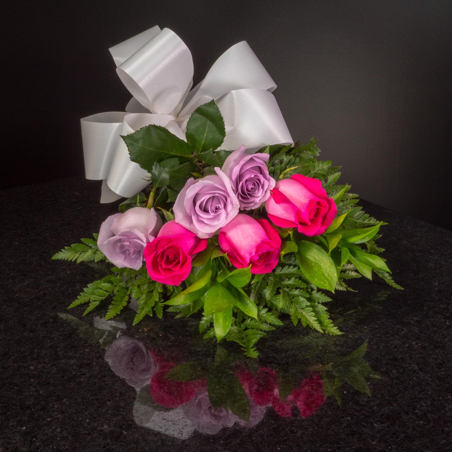 Hot Pink Lavender Roses 6 Roses / Hand-Tied / Basic