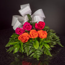Load image into Gallery viewer, Orange Hot Pink Roses 6 Roses / Hand-Tied / Basic