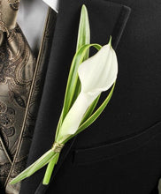 Load image into Gallery viewer, White Calla Lily and Lily Grass Boutonniere
