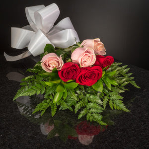 Red Blush Pink Roses 6 Roses / Hand-Tied / Basic
