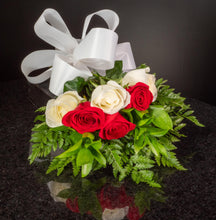 Load image into Gallery viewer, Red White Roses 6 Roses / Hand-Tied / Basic